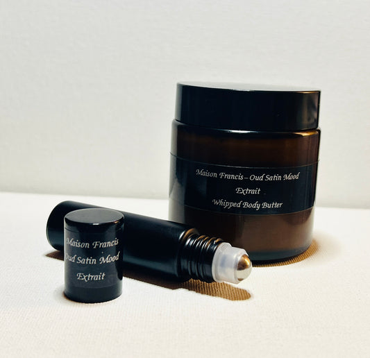 His Body Khemistry Combo Set “Maison Francis-Oud Satin Mood Extrait Creamy Body Butter” & “Maison Francis-Oud Satin Mood Extrait Fragrance Oil”