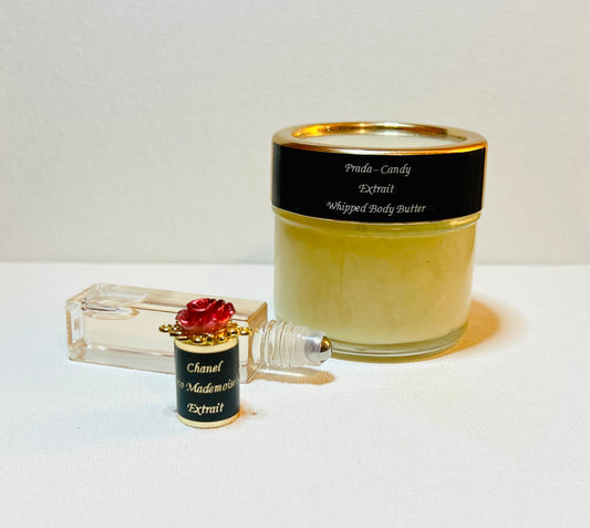 Her Body Khemistry Layered Combo Set “Prada Candy- Extrait Creamy Body Butter” & “Chanel Coco Mademoiselle- Extrait Fragrance Oil”