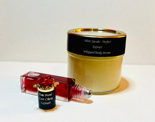 Her Body Khemistry Layered Combo Set "Marc Jacob’s-Perfect Extrait Creamy Body Butter" & "Tom Ford-Lost Cherry Extrait Fragrance Oil"
