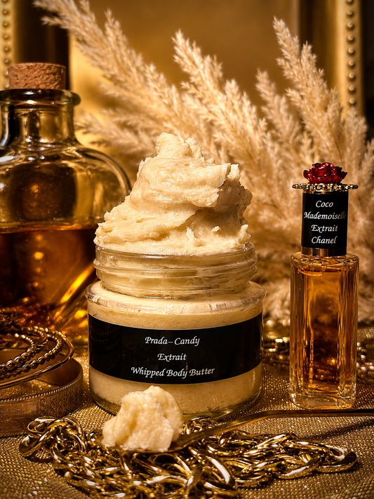 Her Body Khemistry Layered Combo Set Inspired by Prada Candy- Creamy Body Butter & Chanel Coco Mademoiselle- Fragrance Oil