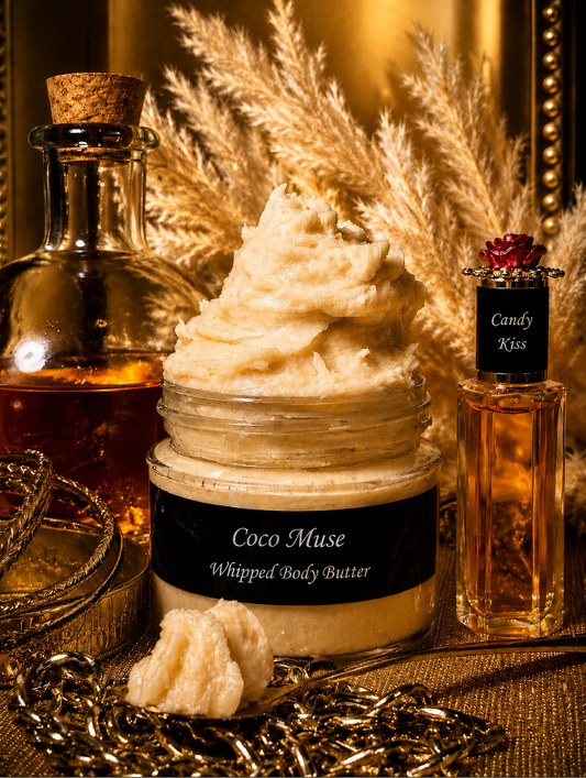 Coco Muse Creamy Body Butter Inspired by Chanel Coco Mademoiselle & Candy Kiss Fragrance Oil inspired by Prada Candy